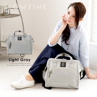 ANELLO POLYESTER CANVAS BOSTON BAG รุ่น Regular สีเทา(outlet)