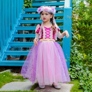 [New product in stock] European and American Halloween clothing childrens purple long hair princess skirt short skirt Magic Miracle Princess lepei performance clothing quality assurance 8VS3