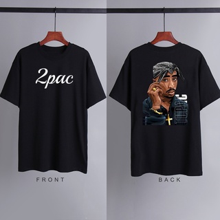 เสื้อวินเทจผญ - 2PAC TuPac เสื้อยืดหลวมหลวมสบาย ๆ สําหรับผู้ชายเสื้อทีเชิ้ตสไตล์ Ins ขนาดใหญ่แฟชั่น