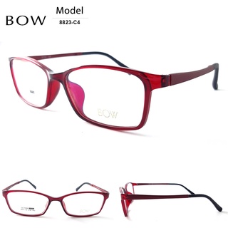 กรอบแว่นตา BOW รุ่น 8823-C4 เต็มกรอบสีแดงเข้ม น้ำหนักเบา ใส่สบาย Vintage มีบริการตัดแว่นสายตาราคาถูก