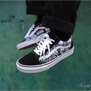 🆕รองเท้า Vans Old Skool Skull black white✔🎈  รองเท้าผ้าใบผู้หญิง ผู้ชาย งาน hiend   #size 36-44