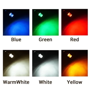 (10ชิ้น) LED หัวตัด Flat Top 3mm 5mm ขาว ฟ้า เขียว เหลือง แดง WarmWhite White Blue Green Yellow Red Orange ไดโอดเปล่งแสง