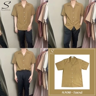 S1: SEOULSHIRTS 🇰🇷 เสื้อเชิ้ตเกาหลี แขนสั้น สีพื้นมินิมอลสี EARTH TONE ไซซ์ M L XL XXL คุณภาพดี