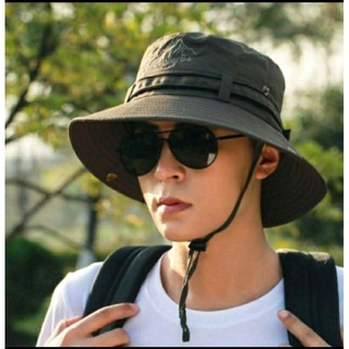 พร้อมส่ง หมวกบัคเก็ตเดินป่ามีสายคล้อง  (Bucket hat) หมวกเดินป่า มีสายคล้อง