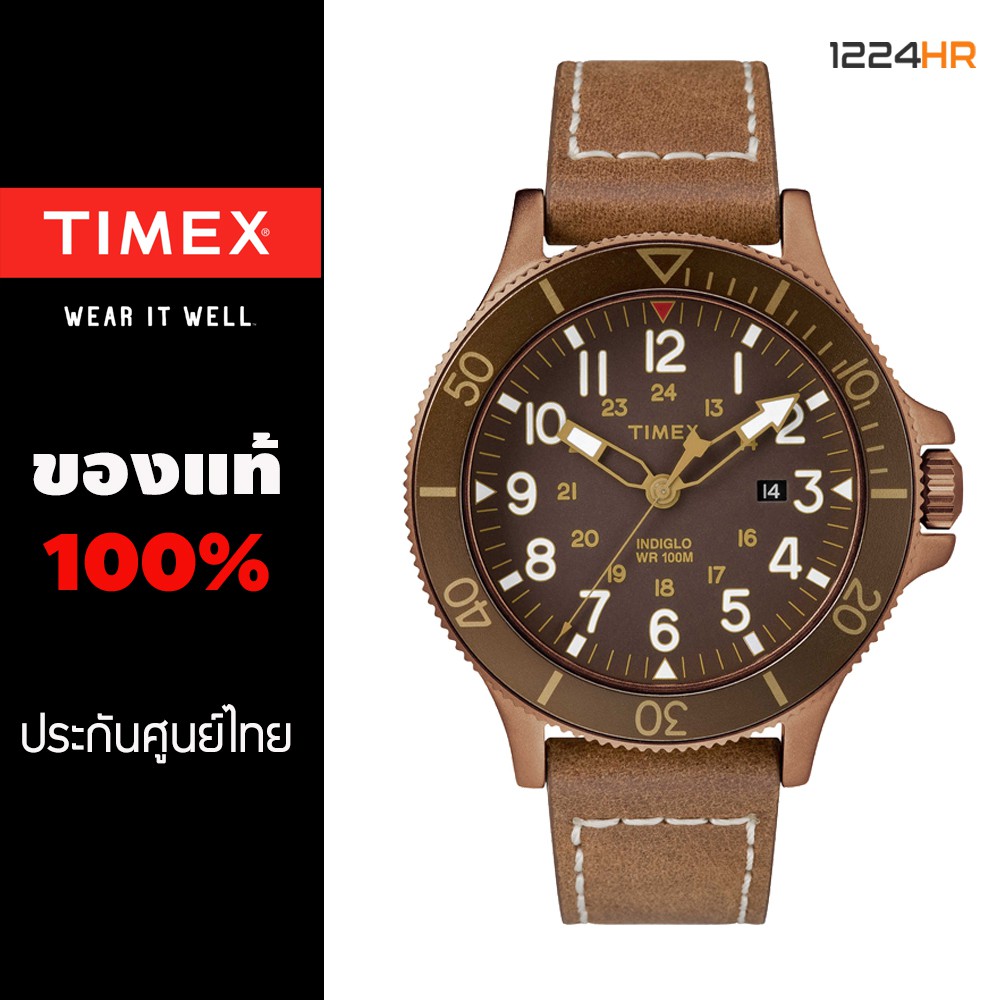 Timex TW2R45700 นาฬิกา Timex ผู้ชายของแท้ สายหนัง รับประกันศูนย์ 1 ปี 12/24HR