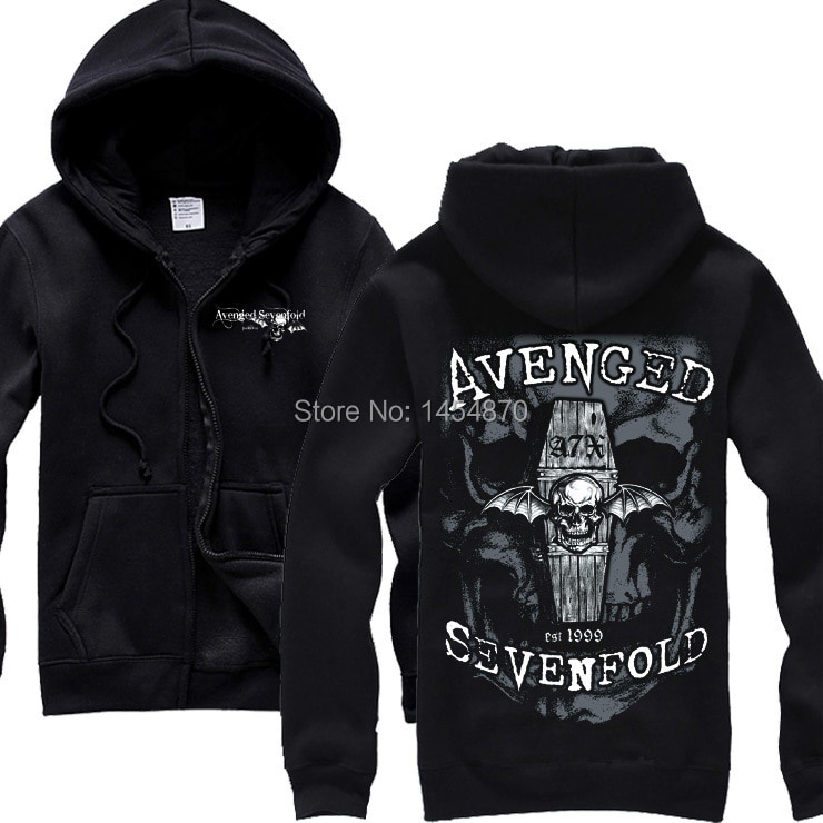 เสื้อแจ็กเก็ตกันหนาว มีฮู้ด แต่งซิป ลายหัวกะโหลก Avenged Sevenfold A7X สไตล์พังก์ร็อค สําหรับผู้ชาย 