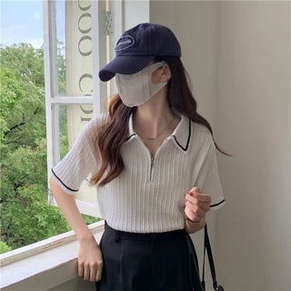 Suxi เสื้อโปโลแขนสั้น คอปก ทรงหลวม สีพื้น เข้ากับทุกการแต่งกาย แบบเรียบง่าย แฟชั่นฤดูร้อน สําหรับผู้หญิง