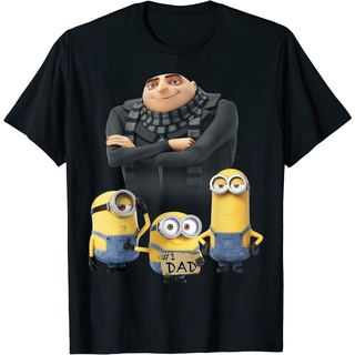 เสื้อยืดผ้าฝ้ายพิมพ์ลายแฟชั่น เสื้อยืด พิมพ์ลาย Despicable Me Minions Fathers Day 1 Dad Cardboard สําหรับผู้ชาย