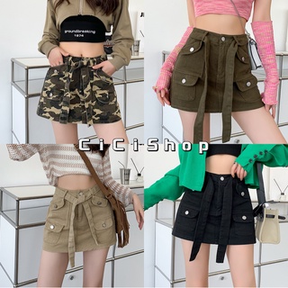 Cicishop(199)Skirts กระโปรงสั้นทรงy2k มีกิมมิคสายผูกเท่ห์ๆ ทรงสวยมาแรงสุดๆ