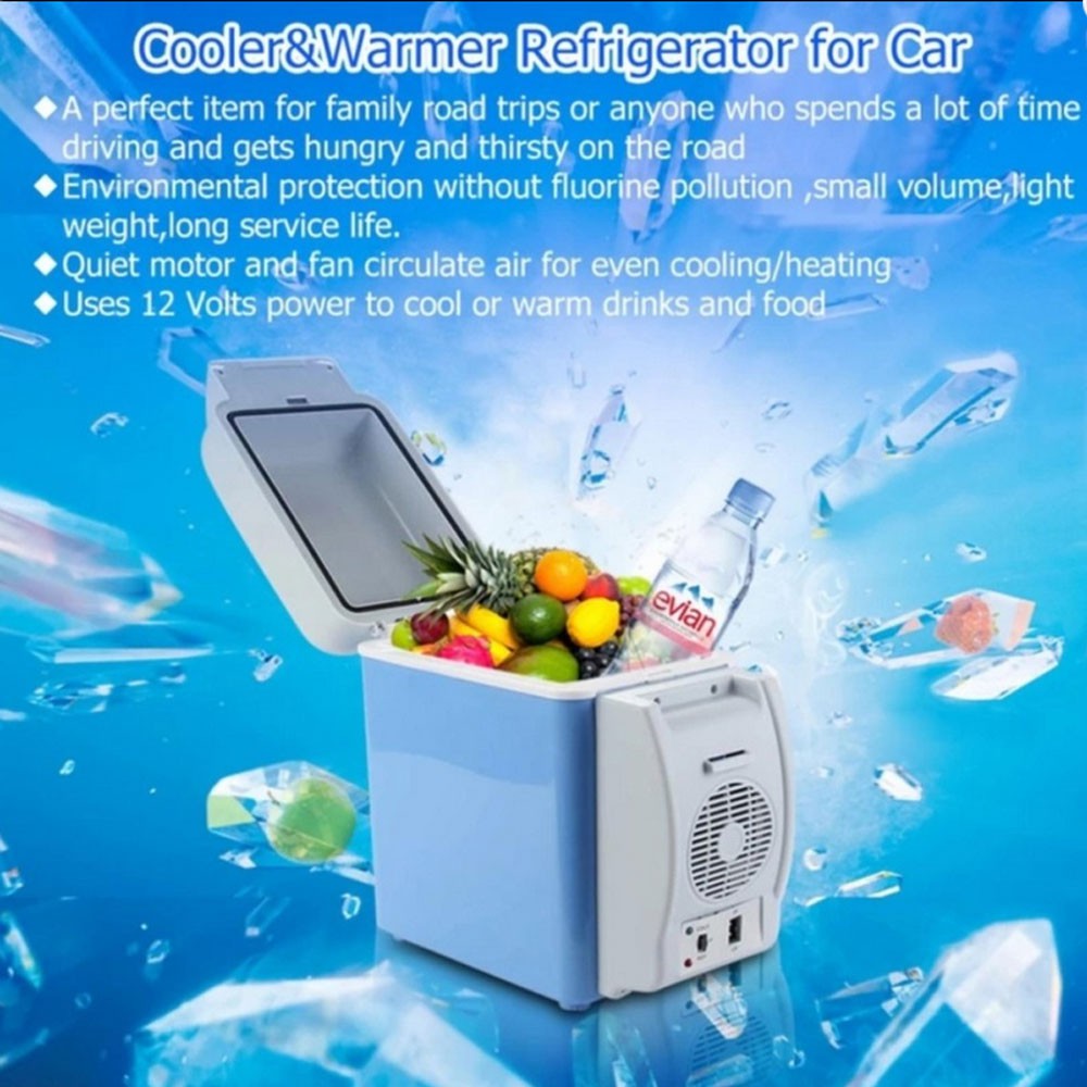 Product details of ตู้เย็นติดรถแบบพกพาขนาดเล็กคูลเลอร์รถยนต์ไฟฟ้าอุ่นตู้เย็นตู้เย็น Auto Supply (สีฟ้า) 7.5L