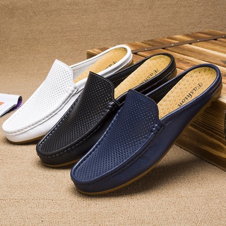 mens loafers รองเท้าหนังผู้ชายเปิดส้น รองเท้าเปิดส้น สลิปออน