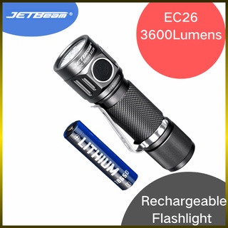 Jetbeam Ec26 Edc ไฟฉายยุทธวิธี 3600Lumen ไฟท้ายแม่เหล็ก 18650 แบตเตอรี่ที่มีประสิทธิภาพสูงสําหรับการล่าสัตว์