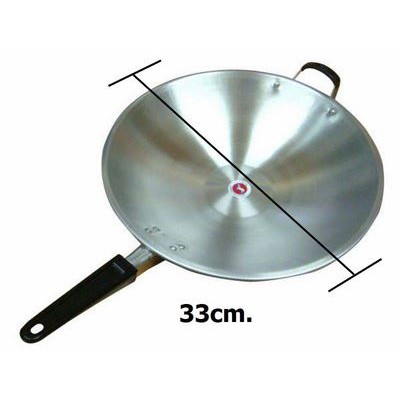 กระทะด้ามม้วนขอบ มีหู 33CM. ด้ามดำพลาสติก กระทะ กระทะทอด มีด้ามจับ ความลึก 6CM
