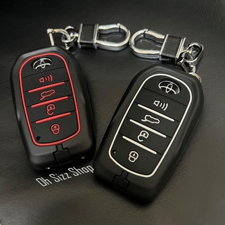 เคสรีโมทรถสีดำด้าน Toyota Fortuner GR Sports Legender (Alloy Silicone Key Cover with Silicone Push button Guard)