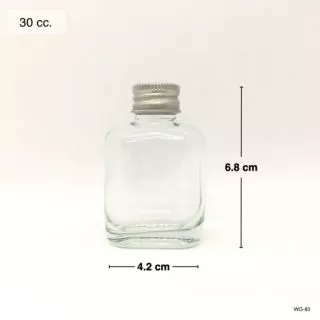 [WG83] (แพ็ค 300 ใบ) ขวดแก้วแบน 30 cc ฝา+จุกใน