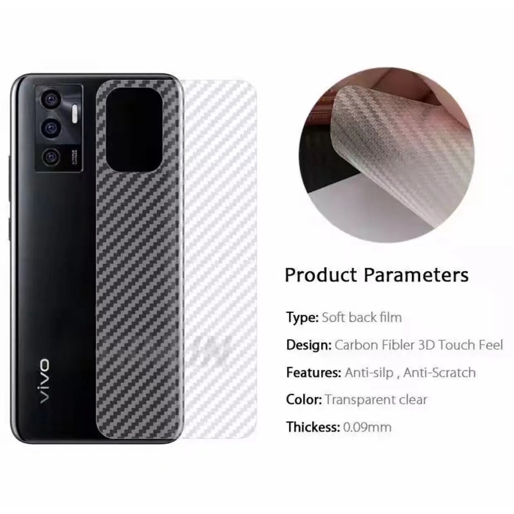 ฟิล์มหลัง For Vivo V23E V21 V50 V50lite V60 V60lite ฟิล์มกันรอยหลัง ฟิล์มหลังลายเคฟล่า กันน้ำกันเหงื