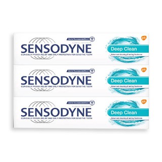 ว๊าว🍟 เซนโซดายน์ ยาสีฟัน สูตรดีพ คลีน ขนาด 18 กรัม แพ็ค 3 ชิ้น Sensodyne Toothpaste Deep Clean 18 g x 3