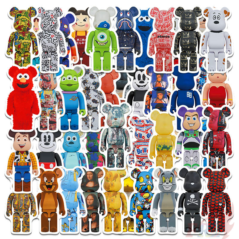 50Pcs/Set Bearbrick Series 01 สติ๊กเกอร์ Cartoon Character Cosplay DIY Fashion Mixed Waterproof Doodle Decals สติ๊กเกอร์