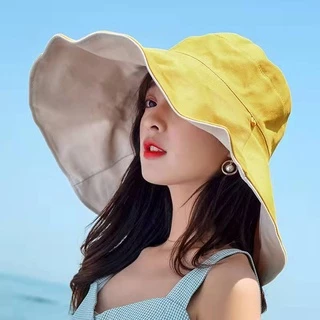 หมวกปีกกว้าง หมวก​บั​กเก็ต​ 2​ ด้าน มีเชือกรัดใต้คาง bucket Ins บักเก็ต เปล่าหลายสี แฟชั่นผู้หญิง