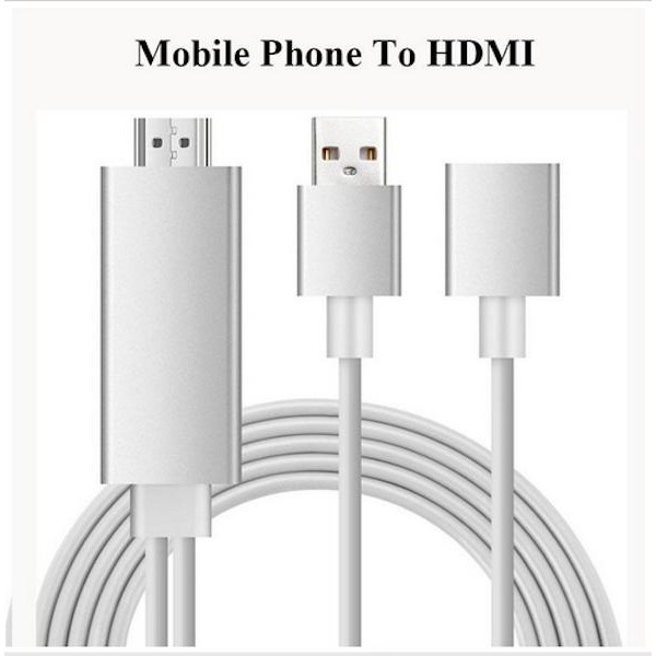 3 In 1 USB To HDMI HDTV HD Mirroring Adapter Cable For iPhone +Android phone Plug&Play GD 1 เมตร