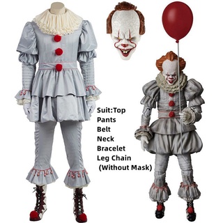 Pennywise ชุดคอสเพลย์ฮาโลวีน ผ้าฝ้ายผสม สีเทา สําหรับผู้ชาย และผู้หญิง