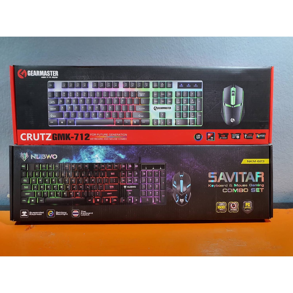 มีแสง เกมส์มิ่ง ชุดคีย์บอร์ดเมาส์ มีสาย แสงเรนโบว์ พร้อมใช้ Keyboard ...