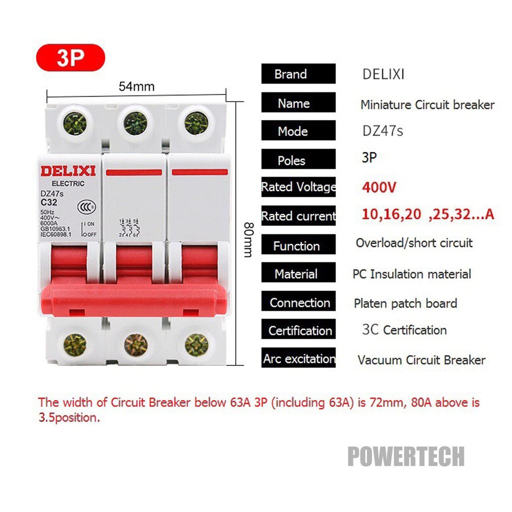 ✘เบรคเกอร์ เมนเบรคเกอร์  เซอร์กิตเบรกเกอร์ DELIXI Circuit Breaker 3P 400V