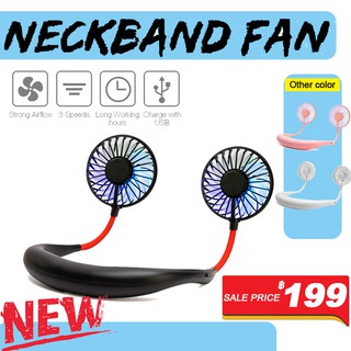 Summer Cooler Neckband Fans With USB Rechargeable Hands-Free Fans Operated Dual Wind Head 3 Speed