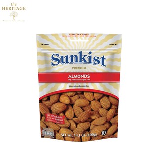 ซันคิสท์ อัลมอนด์อบเกลือรสเค็มน้อย 400 กรัม Sunkist Premium Almond Dry Roasted &amp; Light Salted 400 g.