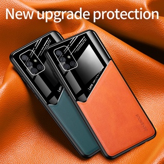 Built In Car Magnetic Device Leather Phone Case for Samsung Galaxy A73 A53 A33 A23 A13 A12 A22 A32 A52 A72 M22 M32 A02 A02S A03 A03S Protective Soft Cover