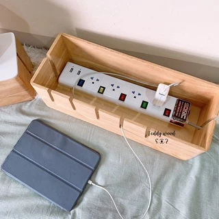 กล่องเก็บสายไฟ เก็บปลั๊กไฟ สายusb กันฝุ่น ไม้จริงทั้งใบ