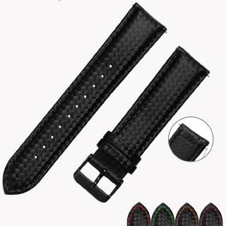 Black Carbon Fiber Leather Watch Band For Samsung Gear S3 S2 Classic 20/22 mm Width Quick Release