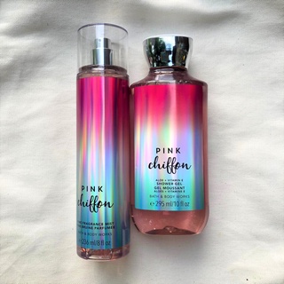 Bath &amp; Body Works Fine Fragrance Mist กลิ่น Pink Chiffon 236ml / Shower Gel กลิ่น Pink Chiffon 295ml