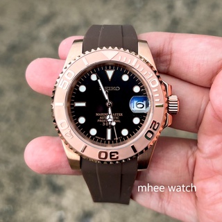 Seiko Mod Yacht Master Model Choco Rosegold Rubber Straps Good Quality