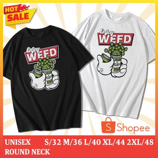 เสื้อยืด เสื้อคอกลม เสื้อสกรีนลายกัญชา WEED (แขนสั้น)สามารถปรับแต่งได้