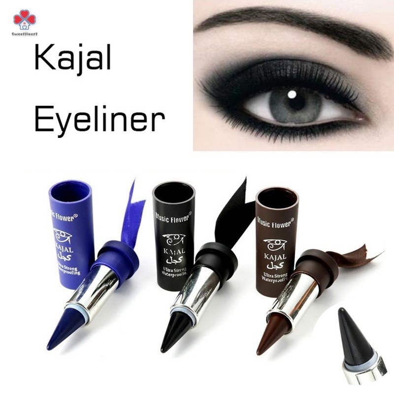 [b] Gel 3 Colors Waterproof Smoky Eyes KAJAL Eyeliner Solid Thick Black Bold Eyes Liner Gel Pencil M