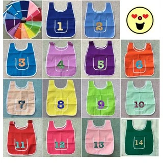 ขายส่งโหลละ350฿ ผ้ากันเปื้อนเด็กอนุบาล เอี๊ยมเด็กอนุบาล KidApron (1แพ็ค12ชิ้น)