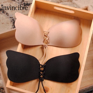 Women Invisible Silicone Push Up Strapless Bra/ Backless Breathable Nipple Sticker/ Wing-shaped Self Adhesive Sticky Gel Underwear