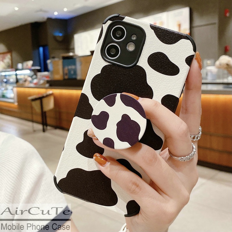 เคส OPPO A96 A76 A16 A15 A15S A54 A53 A93 A92 A52 A31 A12 A9 A7 A5 A5S A3S F9 F7 Reno5 4G 5G Reno7 Z Reno 7 7Z Realme 5 5i 2020 2021 2022 Anti-fall Checkerboard Cow Zebra Stripe Soft Case With Stand #8