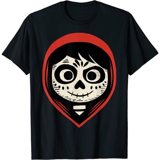 เสื้อยืดผ้าฝ้ายพรีเมี่ยม เสื้อยืด พิมพ์ลายดิสนีย์ Pixar Coco Miguel Sugar Skull Portrait