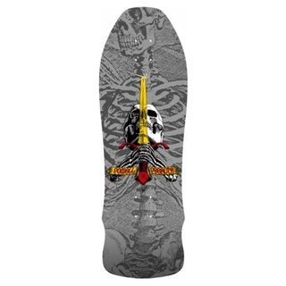 Powell Peralta Geegah Skull &amp; Sword Silver Skateboard Deck 9.75 x 30"