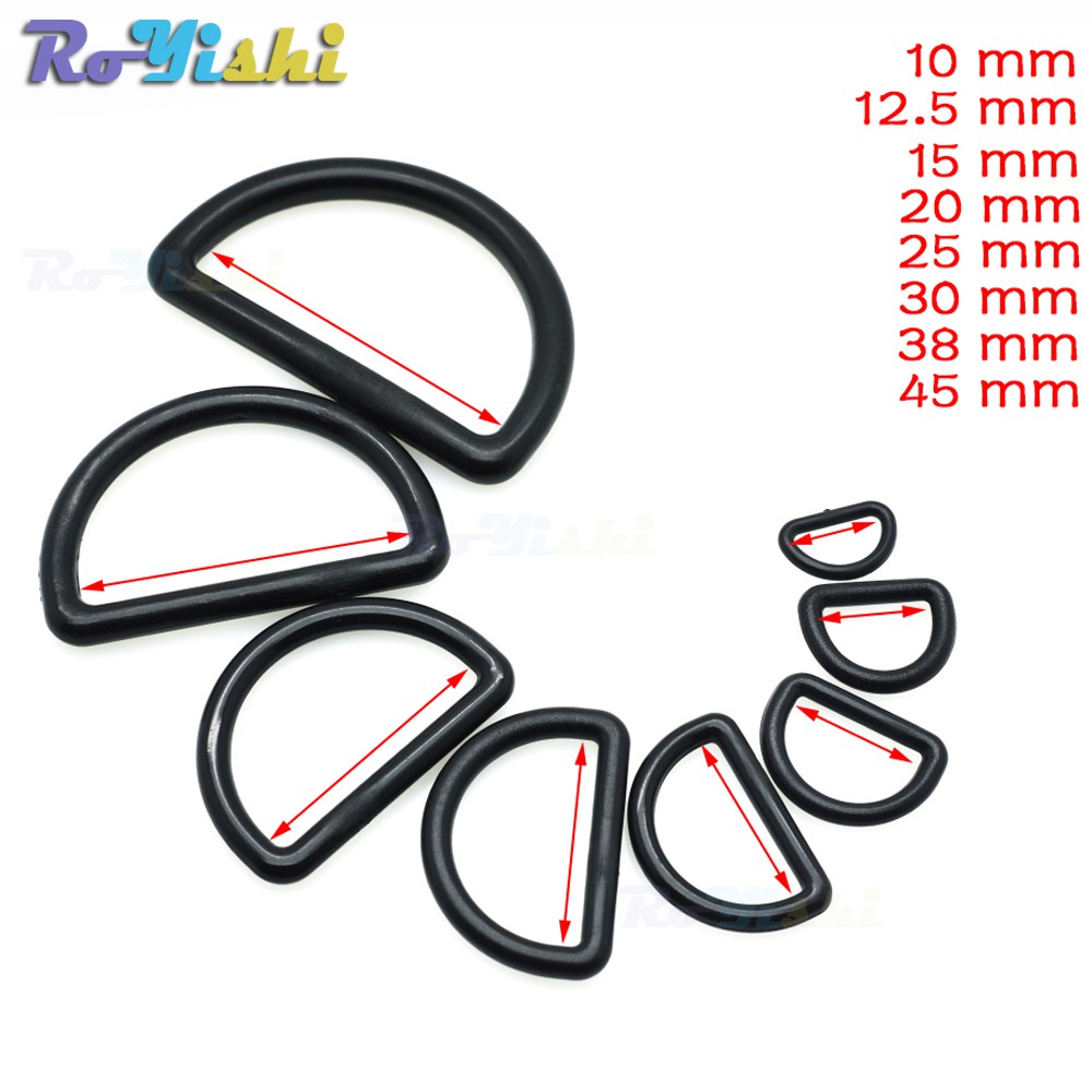 10ชิ้น/แพ็คพลาสติก ง-แหวน หัวเข็มขัด สายรัด ขนาด10มิลลิเมตร12มิลลิเมตร15มิลลิเมตร20มิลลิเมตร25มิลลิเมตร30มิลลิเมตร38มิลลิเมตร45มิลลิเมตรสีดํา