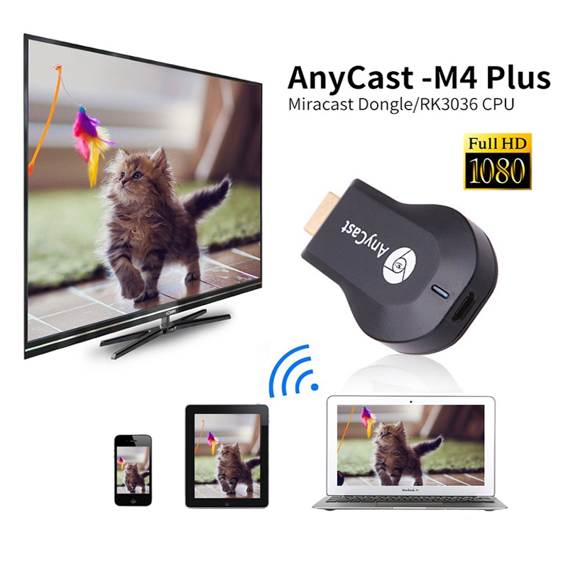 ตัวรับสัญญาณไวไฟ Wireless WiFi Display TV Anycast M2 Plus เชื่อมต่อมือถือไปทีวี รองรับมือถือ/PC/laptop/Projector/TV