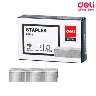 Deli 0012S Staples ลวดเย็บกระดาษ เบอร์ 26/6 (30 Sheets) เย็บได้ 1,000 ครั้ง (จำนวน 1 กล่อง) ลวดเย็บกระดาษ อุปกรณ์สำนักงาน