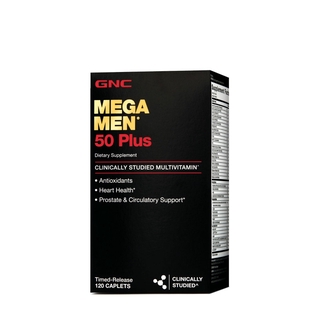 GNC Mega Men 50 Plus Daily Multivitamin for Men 120 Count Memory Prostate Heart Health วิตามินรวมสำหรับผู้ชายทุกวัน