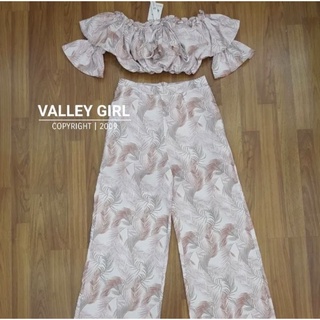 ชุดเซตขายาวลายขนนก งานป้าย Valley girl SizeL ***มือ1ป้ายห้อย