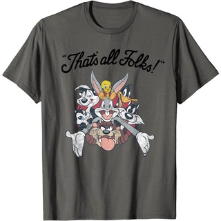 เสื้อยืดวินเทจเสื้อยืด พิมพ์ลาย Looney Tunes All Stars Thats All Folks 01 Light สําหรับผู้ใหญ่S-4XL