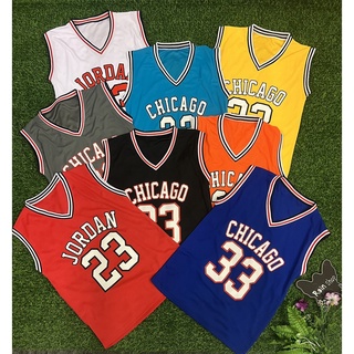 เสื้อกล้าม NBA เสื้อกล้ามบาสเกตบอล เสื้อบาสเกตบอลสกรีนลาย CHICAGO 33, BULLS 23, JORDAN 23