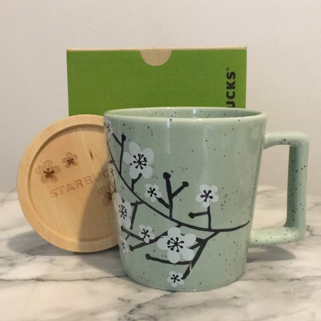 Starbucks green mug sakura collection พร้อมจานรองแก้ว