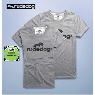 rudedog เสื้อคอกลม  ชาย หญิง  รุ่น logo18 สีเทาอ่อน